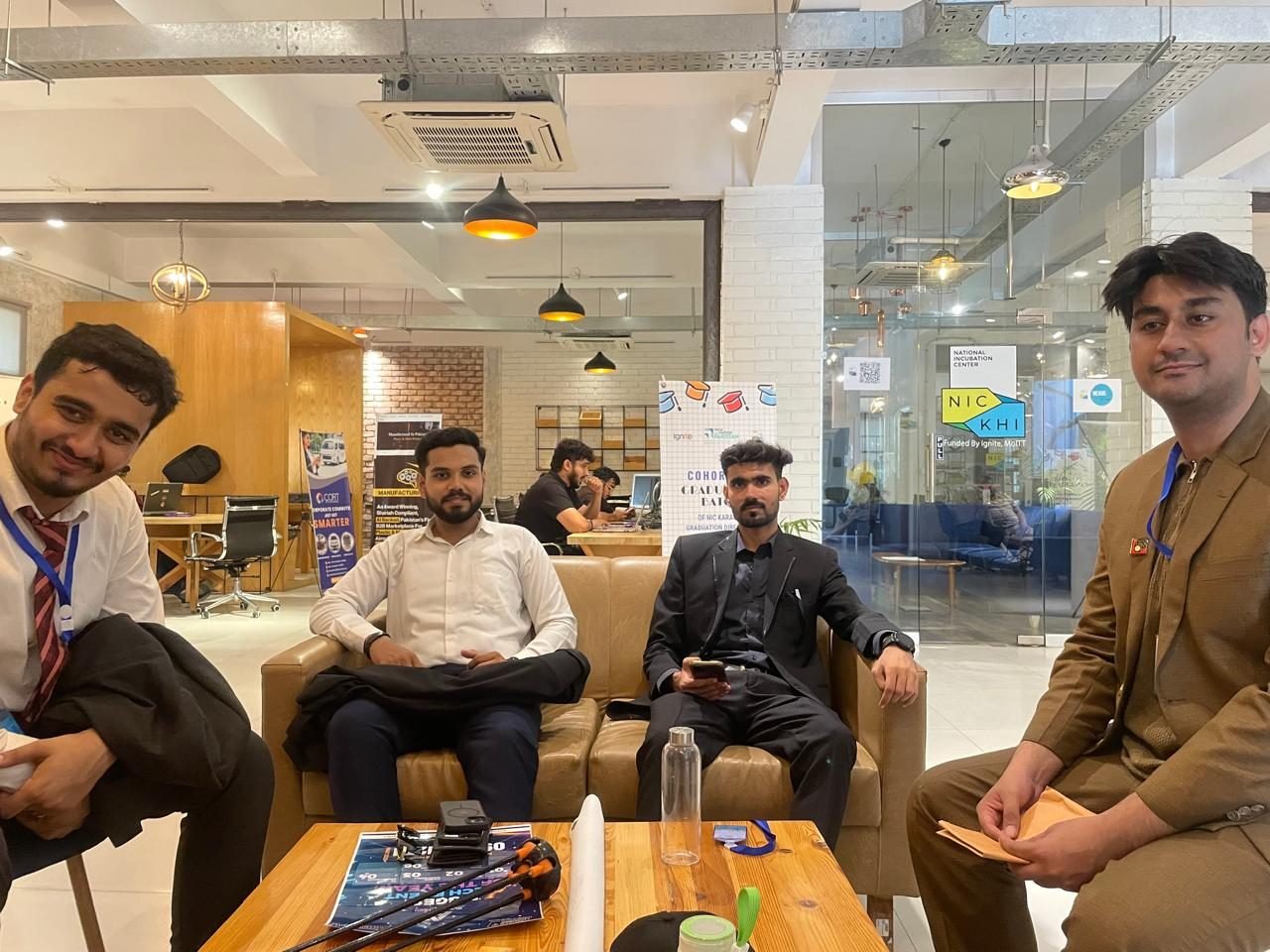​Zaid Ali with team members at National Incubation Center NIC Karachi